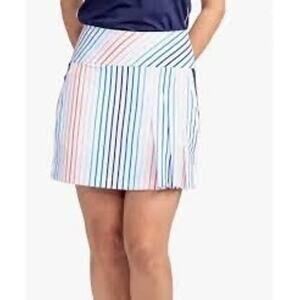 Kinona Women's Golf Tennis Skort L Pleated MultiColor Striped Pull On Style‎